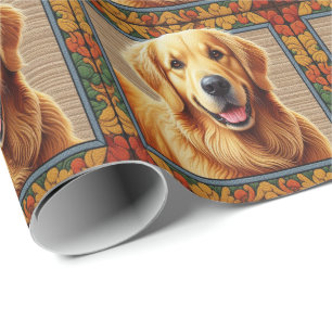 Papel De Presente Quadro colorido do cão do na moda Retriever