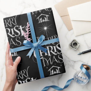 Papel De Presente Quadro cristão do Natal do Mas do cristo alegre