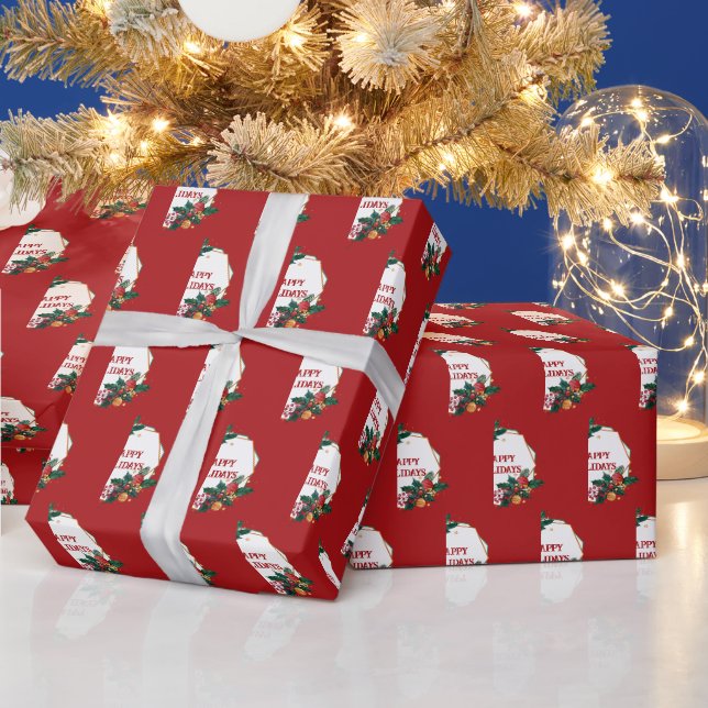 Papel De Presente Quadro de Boas Festas em Vermelho (Feriados)