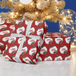 Papel De Presente Quadro de Feriados Felizes em Vermelho