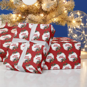 Papel De Presente Quadro de Feriados Felizes em Vermelho