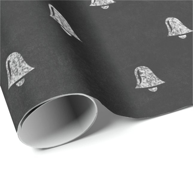 Papel De Presente Quadro de Natal Mínimo de Cintos Brancos Pretos (Ponta do rolo)