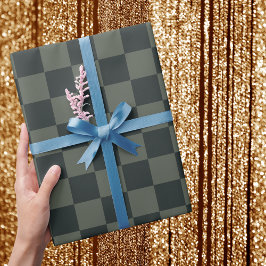 Papel De Presente Quadro de Verificação Verde Escuro