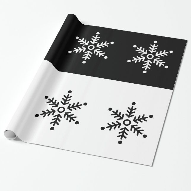 Papel De Presente Quadro-negro - Floco de neve - Preto / Branco (Desenrolado)