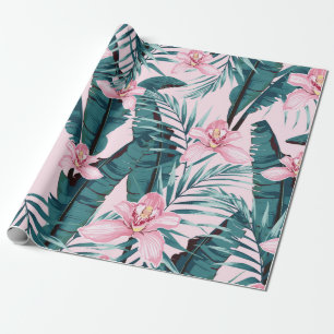 Papel De Presente Quadro trópico de verão pintando um padrão unif