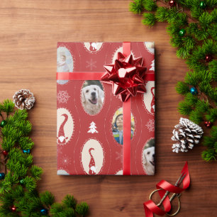 Papel De Presente Quadros de Gnomos de Natal & 4 Fotos Personalizada