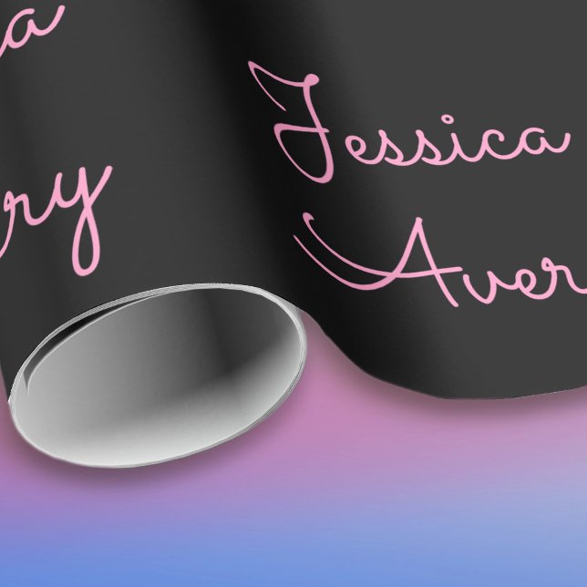 Papel De Presente Qualquer Nome | Legal Script Rosa Editável em Pret (Criador carregado)