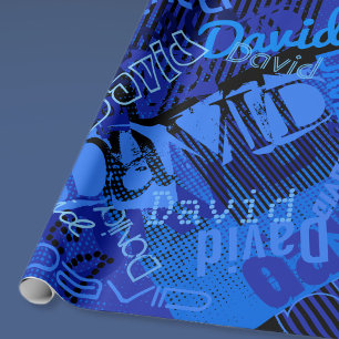 Papel De Presente Qualquer Nome Personalizável Criativo Azul