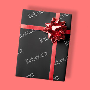 Papel De Presente Qualquer Nome Tipo Moderno Branco em Preto