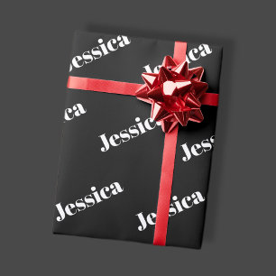 Papel De Presente Qualquer Nome   Tipografia Branca Retro-Moderna em