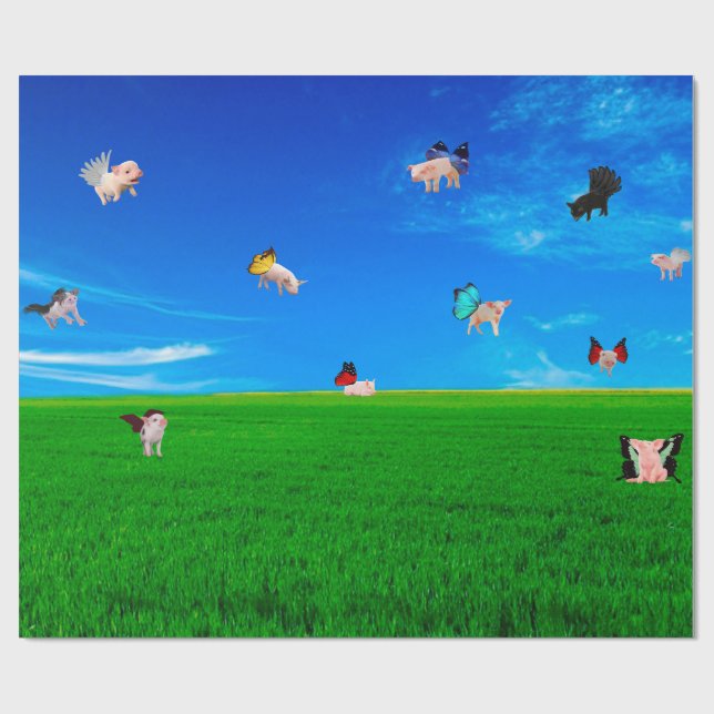 Papel De Presente Quando os porcos voam com papel (Aberto)