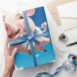 Papel De Presente Quando os Porcos Voam Porcos Alados Engraçados