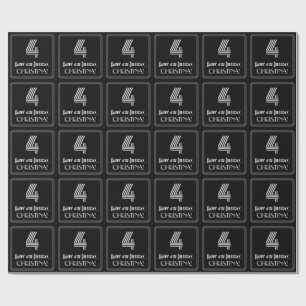 Papel De Presente Quarto aniversário: Art Deco Inspira "4" com nome