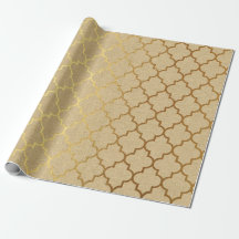 Quatrefoil Art Deco Kraft Dourado Elegante Mínimo