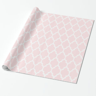 Papel De Presente Quatrefoil Marroquino Branco da rosa claro #4