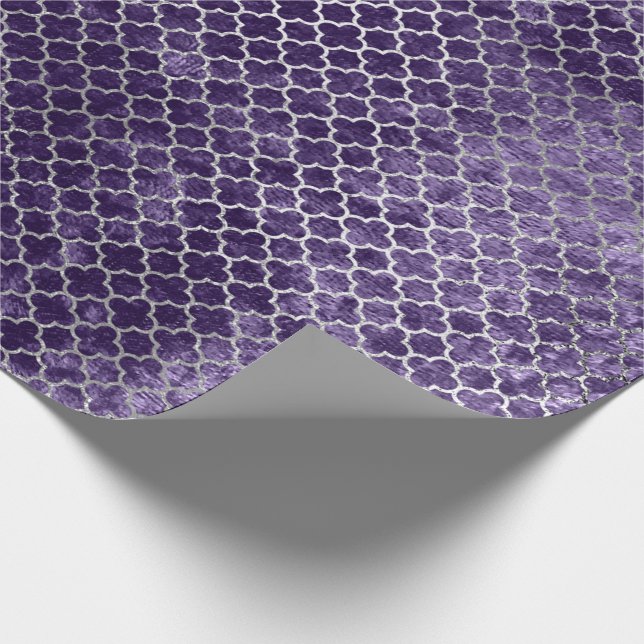 Papel De Presente Quatrefoil Silver Roxo Metálico Velvet Violeta (Ponta)
