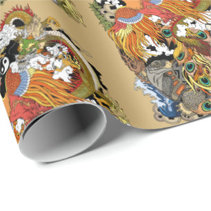 Papel De Presente quatro animais celestiais