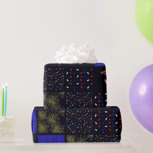 Papel De Presente Quatro de Julho Patchwork Pattern - 4 de Julho