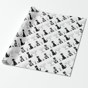 Papel De Presente Quatro Gatos Pretos, Louis Wain