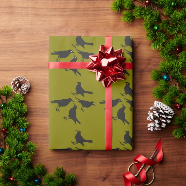 Papel De Presente Quatro Pássaros Cantores Recorte no Estilo Estênci (Presente de Natal)