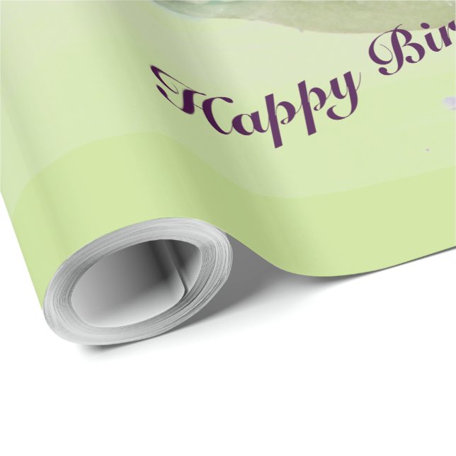 Papel De Presente Quebra-Cabeça De Água Púrpura E Verde (Ponta do rolo)