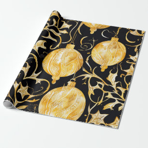 Papel De Presente Quebra da Bola de Natal da Elegância do ouro