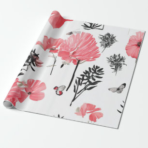 Papel De Presente Quebra de Aquarela de Colagem Floral