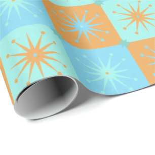 Papel De Presente Quebra de Dobra Moderna de Starburst do Século Méd