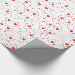 Papel De Presente Quebra de Presente - Corações Vermelhos nas Linh