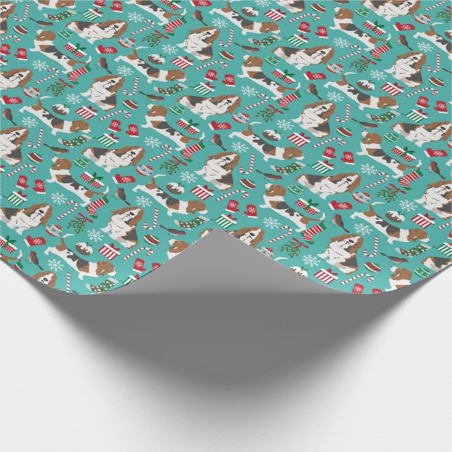 Papel De Presente Quebra de Presente de Natal do Basset Hound (Ponta)