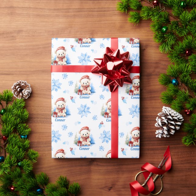Papel De Presente Quebra de Presente Personalizada do Urso Polar (Presente de Natal)