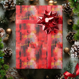 Papel De Presente Quebra de Presente Personalizada Dourada e Vermelh