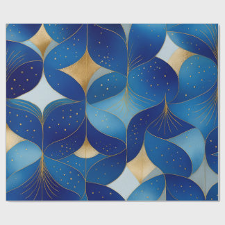 Papel De Presente Quebra de Sapphire Bloom & Gold Foil