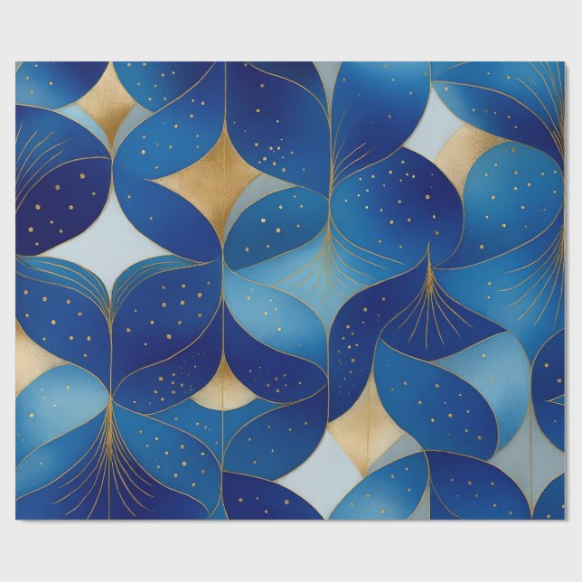 Papel De Presente Quebra de Sapphire Bloom & Gold Foil (Aberto)