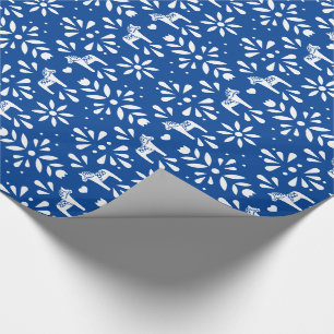 Papel De Presente Quebra do Presente Azul de Feriado Azul de Dala em