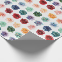 Papel De Presente Quebra do presente dos Rosas de aquarela - Elegânc