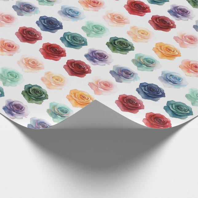 Papel De Presente Quebra do presente dos Rosas de aquarela - Elegânc (Ponta)
