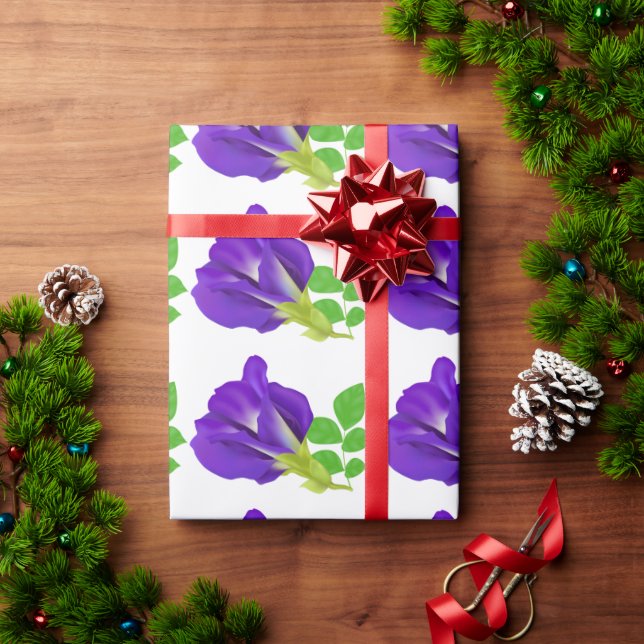 Papel De Presente Quebra Floral de Sangue Roxo (Presente de Natal)