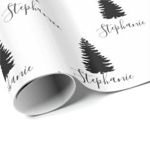 Papel De Presente Quebra-Inverno da Floresta de Fir Rústica com Aqu