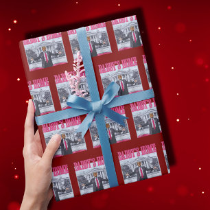 Papel De Presente Quebra-pontas do Presente Rosa da Armadilha do pai