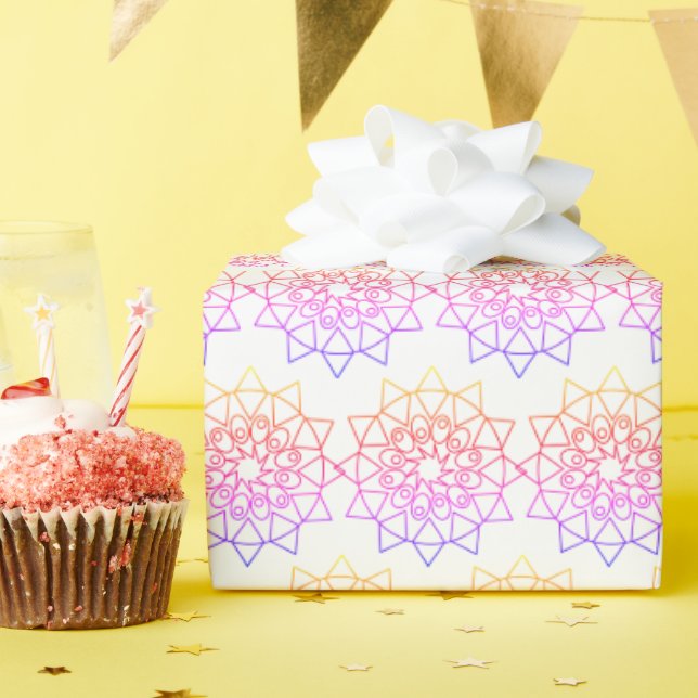 Papel De Presente Quebra-Presente - Contorno de Mandala em Pastel Co (Festa de aniversário)