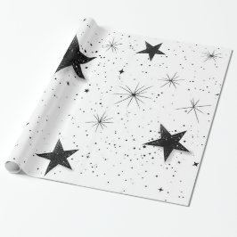 Papel De Presente Quebra-Presente em Estrela Negra Elegante