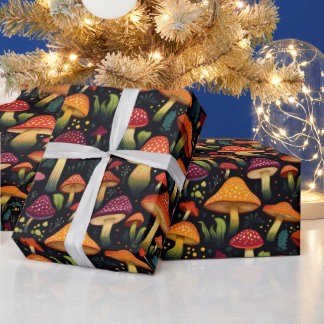 Papel De Presente Queda Autumn Dark Botanic Mushroom Goblincore