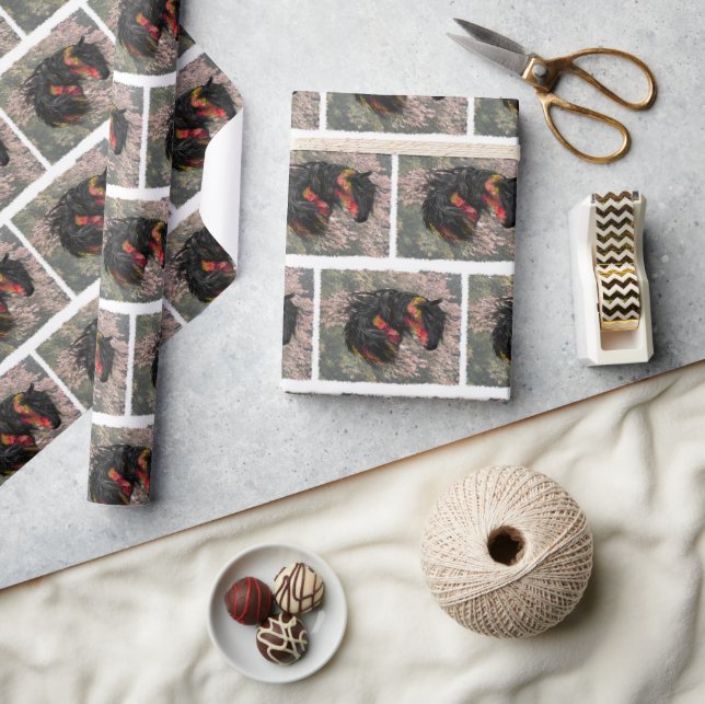 Papel De Presente Queda de Cavalo Frísia (Artesanato)