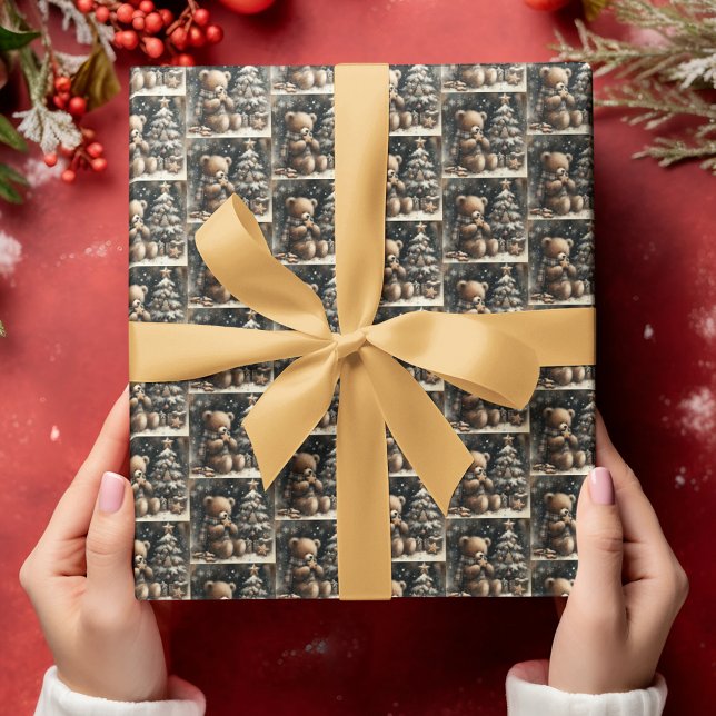 Papel De Presente Queda de Natal do Urso de Teddy Bonito (Criador carregado)