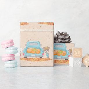 Papel De Presente Queda Feliz Tema de outono Todos Vocês Ursos de Ab