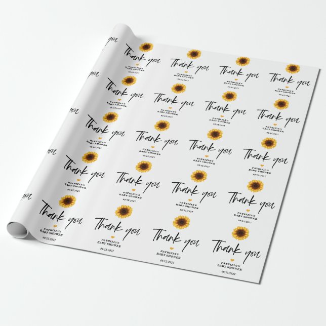 Papel De Presente Queda no amor Chá de fraldas de girassol (Desenrolado)