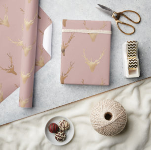 Papel De Presente Querido Cabeça Dourada Rubor Rosa Feriado