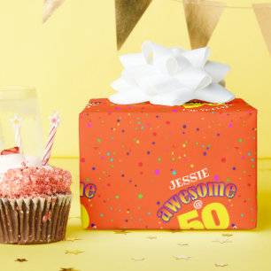 Papel De Presente QUINTA ANIVERSÁRIO DE ESPÉCIE Orange