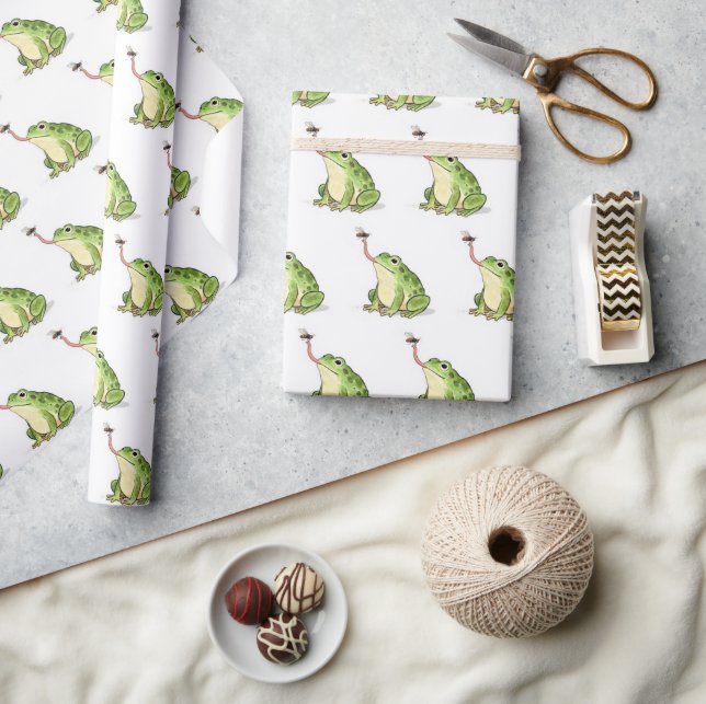 Papel De Presente Rã Verde Apanhando uma Mosca (Artesanato)